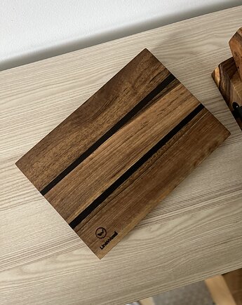 Deska do krojenia, patera, taca, lite drewno orzech z dębem wykopaliskowym, LineWood