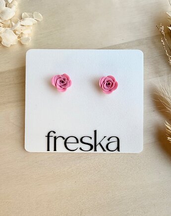 Kolczyki Różyczki - różowe, freska
