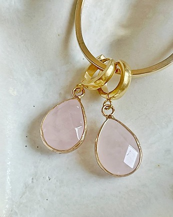 Kolczyki kajdanki - kryształ górski różowy, Gleeme Jewellery