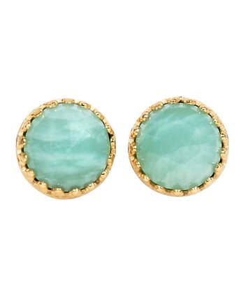 Kolczyki złote sztyfty Mignon z amazonitami, Blooming Stones
