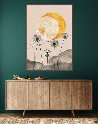 Dmuchawiec - Plakat, druk - Chiński Orient, Harmonia Zen, Roślinny #12, Black Sapphire Art