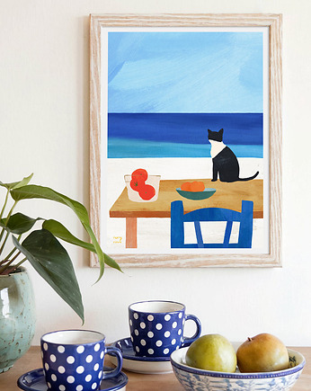 Plakat z kotem - Wakacyjny lunch, minimalmill