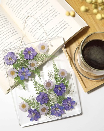 Obrazek z suszonymi, naturalnymi kwiatami w żywicy, Floral Home