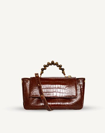 "Audrey" torebka z tygrysim okiem, skóra tłoczona na wzór krokodyla, Hedonism