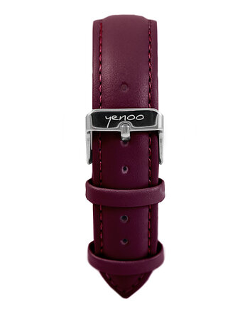 Pasek do zegarka - skórzany, burgund, bordowy, yenoo