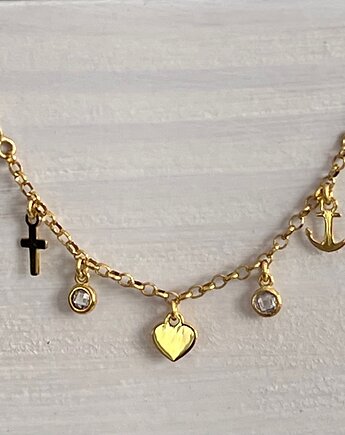 SERCE KOTWICA KRZYŻ Wiara nadzieja miłość Naszyjnik ze srebra, Ade Art