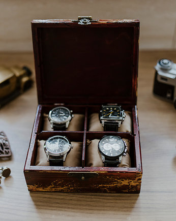 Pudełko na zegarki 4 komorowe, OSOBY - Prezent dla dziadka