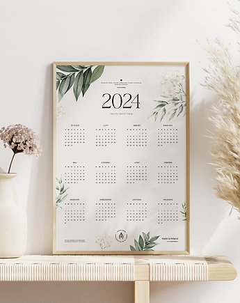 Elegancki kalendarz ścienny FLORAL 2024 z cytatem motywacyjnym, PaperDesk