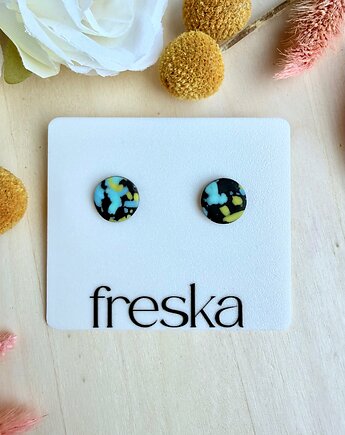 Kolczyki Kółka - kontrastowe czarne, freska