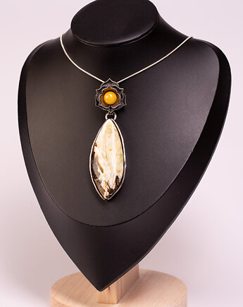 Wisiorek z beżowym bursztynem bałtyckim, Amber by Baco