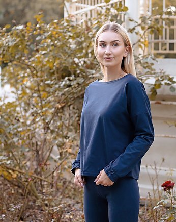 Bluzka do spania na długi rękaw- GRANAT, MOONYO loungewear