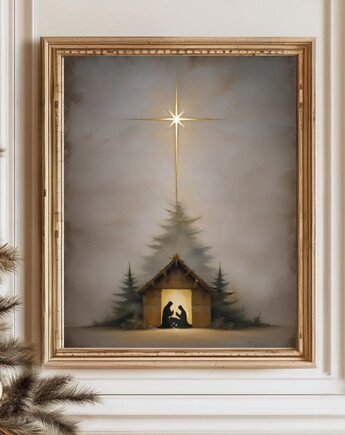 PLAKAT Boże Narodzenie szopka betlejemska obraz, black dot studio