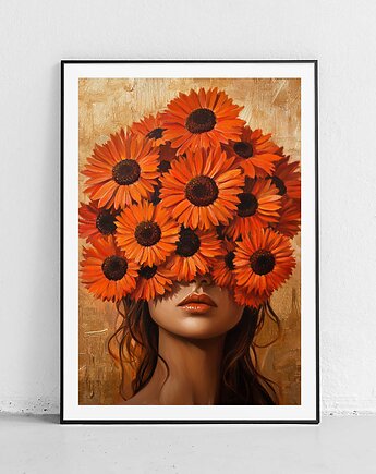 Plakat Słoneczne kwiaty i kobieta, Harvest Maison