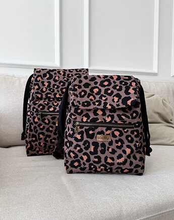 Plecak welurowy lucky panterka (Różne rozmiary), sacky bag