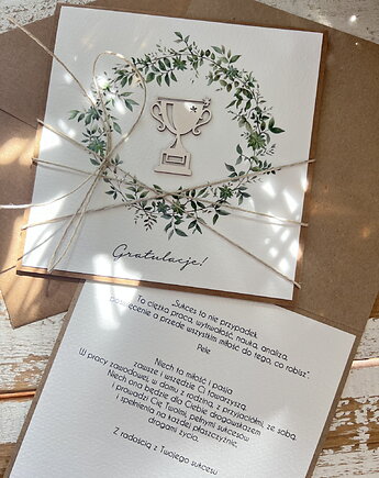 Ręcznie robiona kartka gratulacje z okazji uzyskania absolutorium, sorte