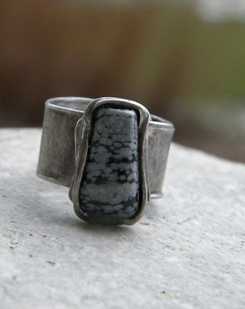Roman Ancient Ring ;) obsydian śnieżny, Beata Trotter