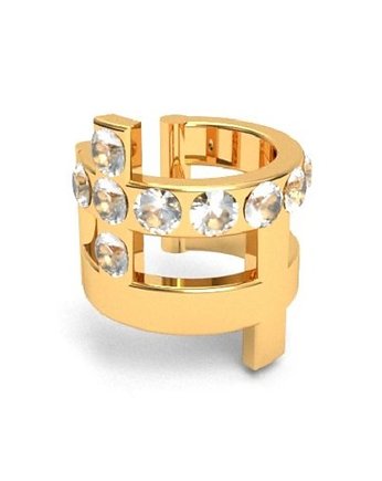 Nausznica DIAMOND CROSS -srebro,złoto,róż, ISSI Jewelry