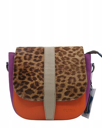 Torebka damska klasyczna skórzana regulowany pasek klapka wzór OLIVKA, Olivka Warsaw