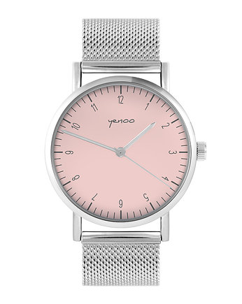 Zegarek - Simple różowy - bransoleta mesh, yenoo