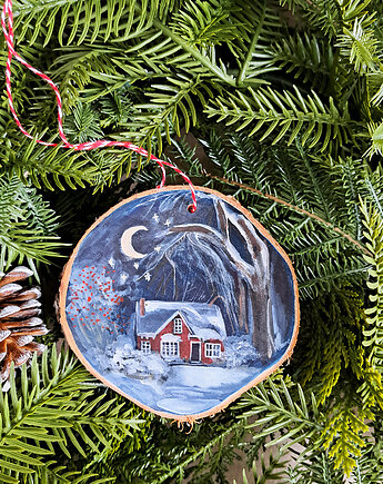 Drewniana, ręcznie robiona ozdoba choinkowa, możliwa personalizacja, Eliza Konofalska