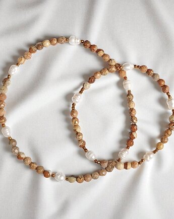 RAZEM TANIEJ: bransoletka na nogę i na rękę : perły, jaspis, hematyt, kaktusia