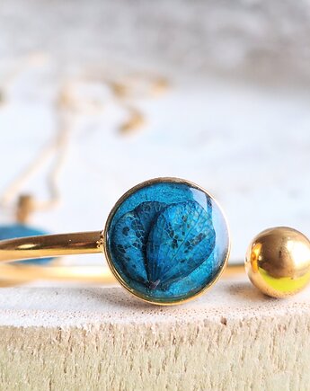 Bransoletka z hortensją i turkusową akwarelą, Slow Jewelry