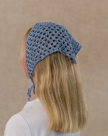 Letnia błękitna chustka bandana z cekinami bawełniana, DecMabu