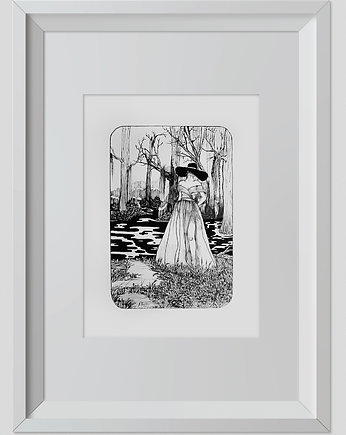 Rysunek 7 InkTober Grafika 32x24cm + biała rama, ŁUKASZ KROKOSZ ART