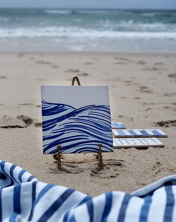 Kafelek ręcznie malowany z morską falą, azulkafelki