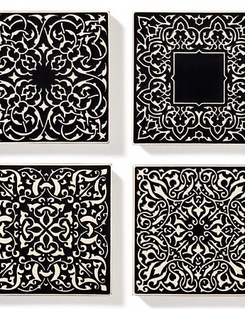 Kafle czarne, cztery ornamenty, pracowniazona