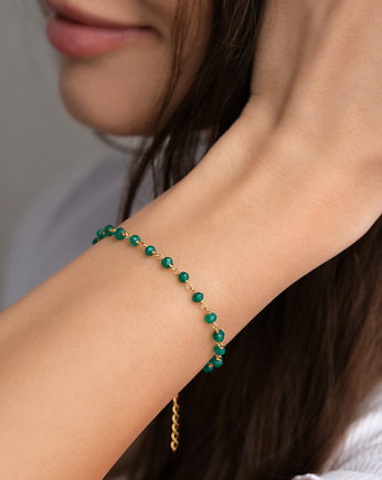 Bransoletka zielony onyks srebro 925 pozłacane, Coccola JEWELLERY