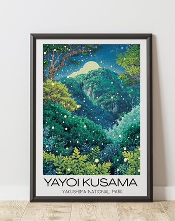 PLAKAT dekoracyjny zielony japoński natura Kusama, black dot studio