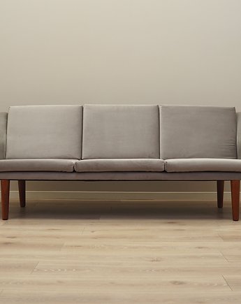 Sofa welurowa szara, duński design, lata 80, produkcja: Dania, Przetwory design