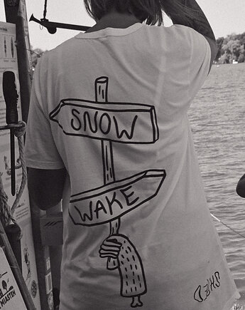 Biały T-shirt Snow Wake Organic, DONT NEED NO SAMURAI