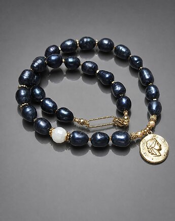 Pearls /navy blue/ perły naturalne vol. 8 /02.06.26/ - naszyjnik, KiKa pracownia