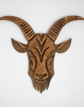 Goat- Koza drewniana, Boho nowoczesna dekoracja ścienna 3d, Printerior