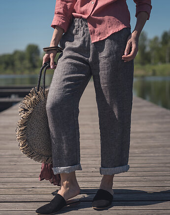 Lniane spodnie sól pieprz, LENOUI