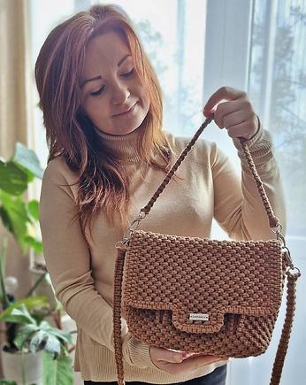 Elegance - torebka listonoszka ze sznurka - karmelowa, Damariz