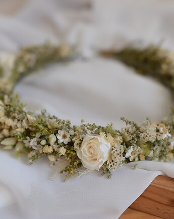 Romantyczny wianek z suszonych i stabilizowanych kwiatów, Projekt wianki