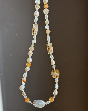 Naszyjnik Cytryn i Perły Unikat, Chmolowska Jewellery