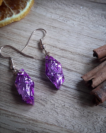 Kolczyki wiszące, fioletowe, Figa handmade accessories