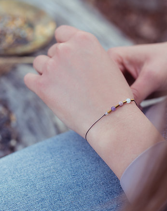 Bransoletka Zodiac Ryby Fluoryt Ametyst Opal Kamień Księżycowy, w hand works