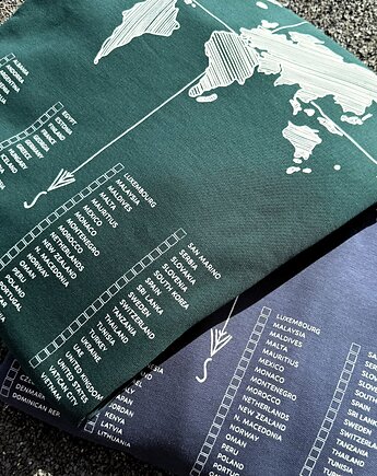 Zaznacz odwiedzone państwa - zielona bluza dla podróżnika bez kaptura, Wear Your Journey