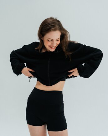 Damskie szorty sportowe do jogi i fitness z kieszeniami GLAM - black sky, Moonholi