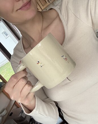 Duży Ceramiczny Kubek Handmade 450 ml z Narciarzami, Maison Fragile