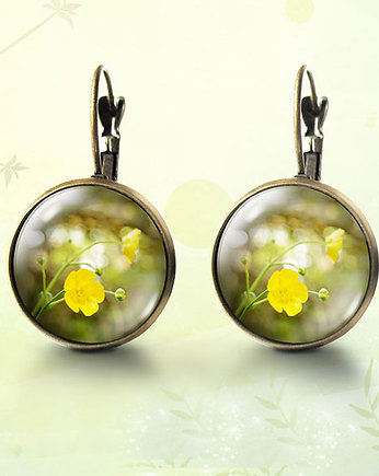 Kolczyki - Żółty kwiat - brąz, yenoo