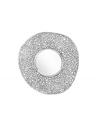 Lustro ścienne Leaf srebrne owalne metalowe 76cm, Home Design