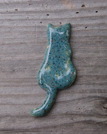 Ceramiczny magnes kot morski zielony, Gliniana Koniczynka