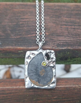 Amonit i kropka - wisiorek, po drugiej stronie lustra