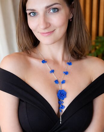 Naszyjnik Kobaltowa Róża, MariaPolymer